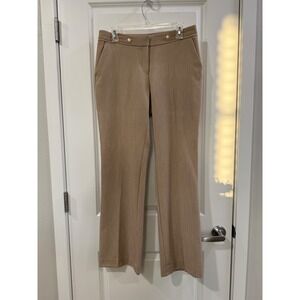 Anne Klein Womens Beige Straight Leg Dress Pants Tan Gold Hardware Size 4